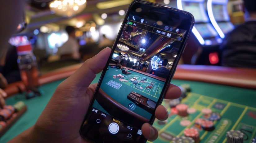 Live dealer baccarat table streamed on a mobile phone in the Philippines